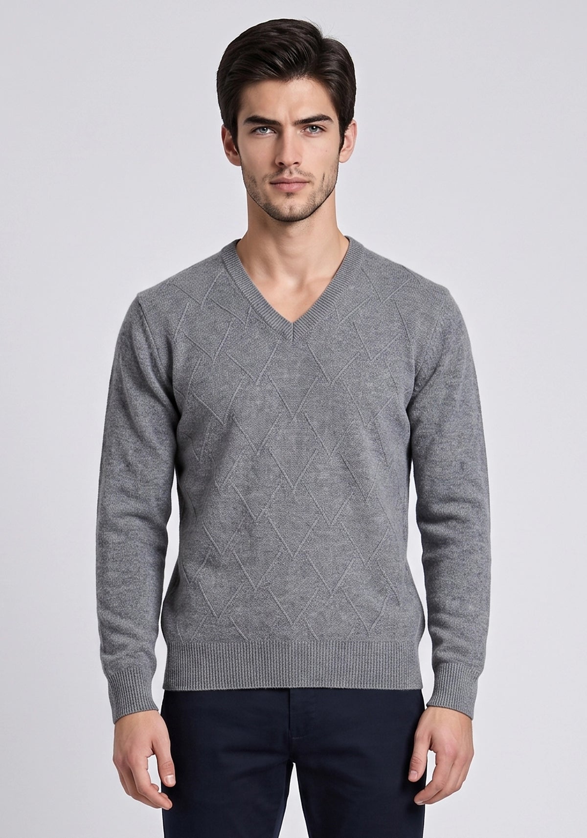 100% Lambswool Gray Mix Pullover