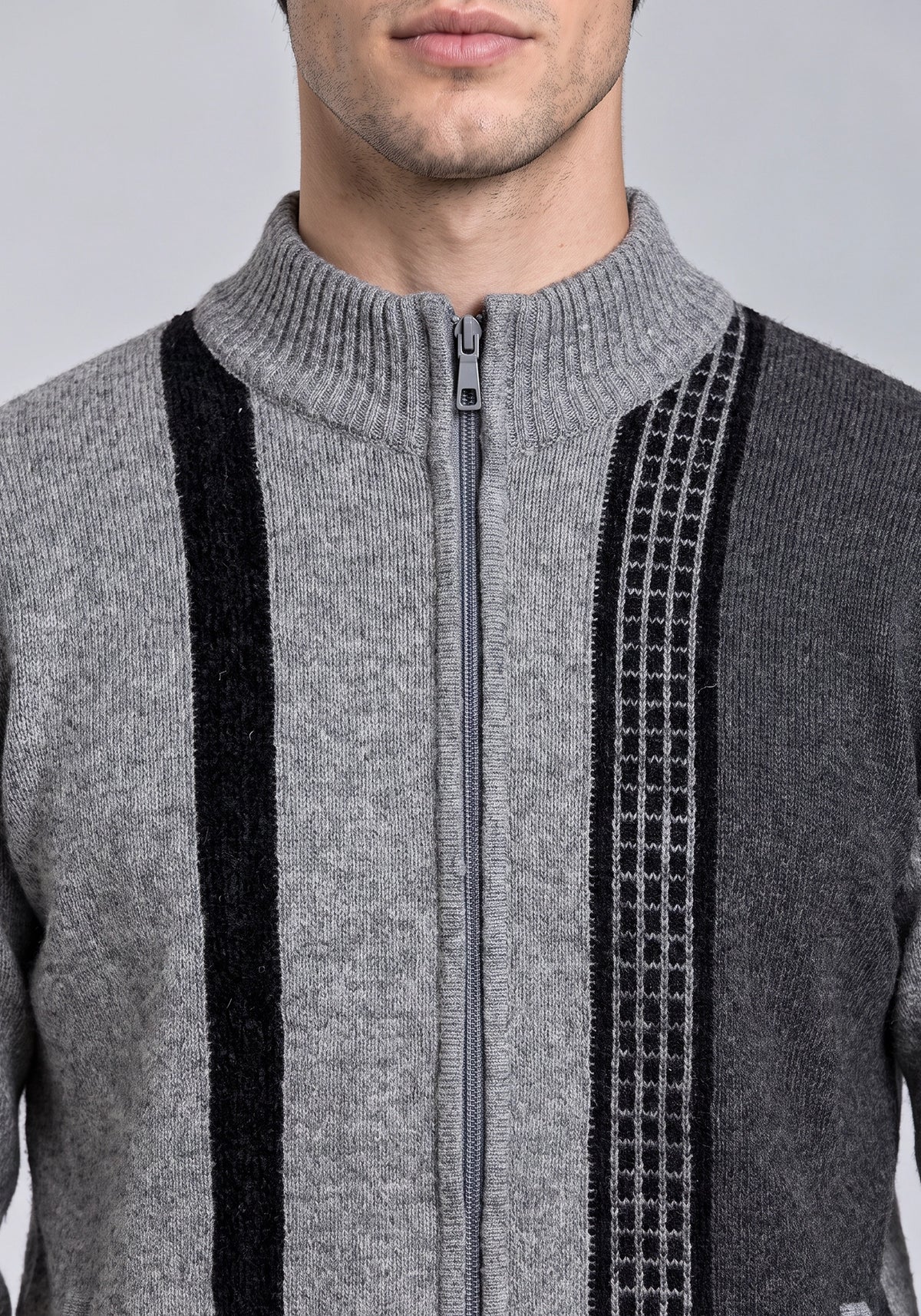 100% Lambswool Dk Gray Mix Zipper
