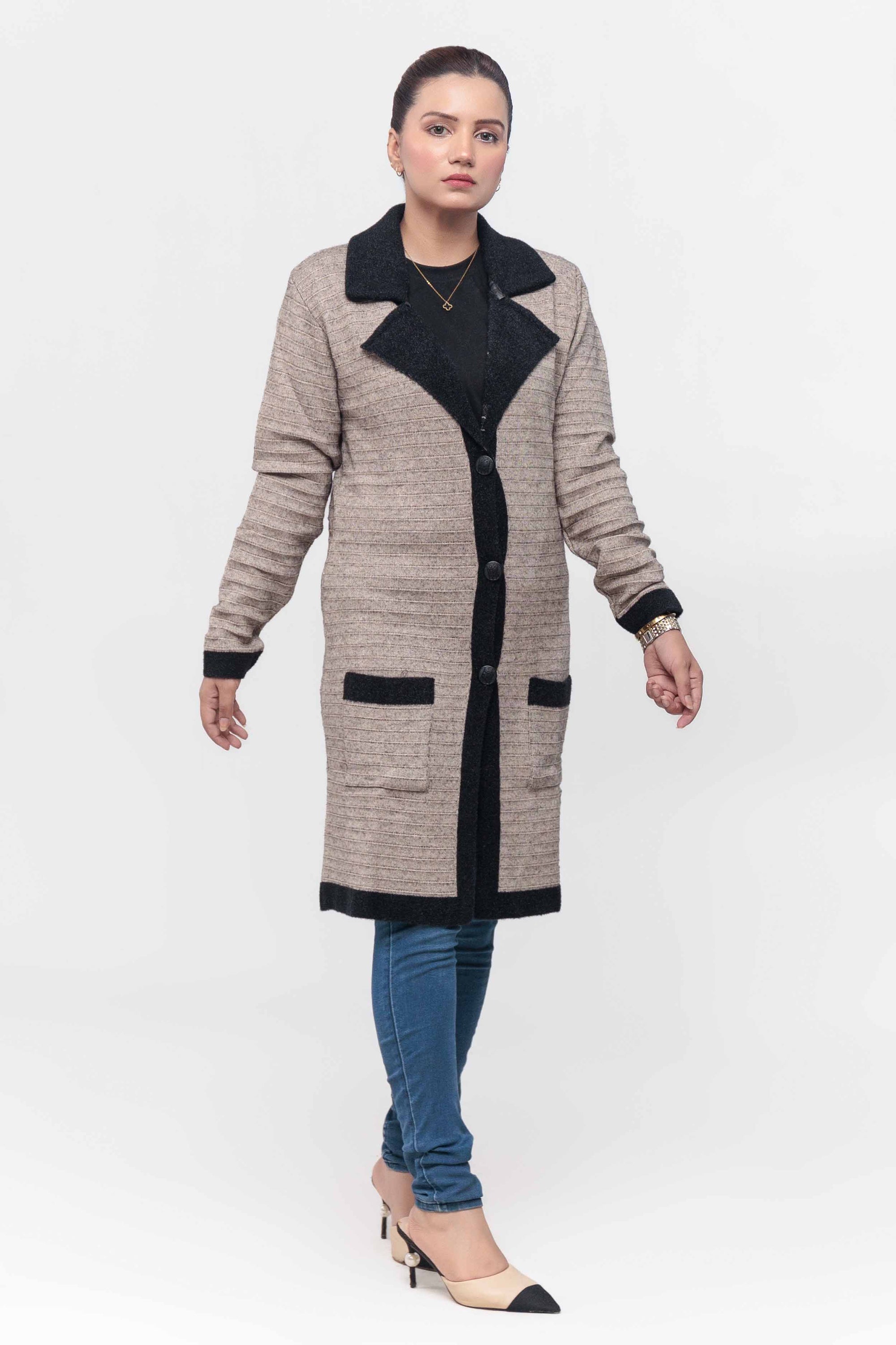 Acrylic Wool Long Coat