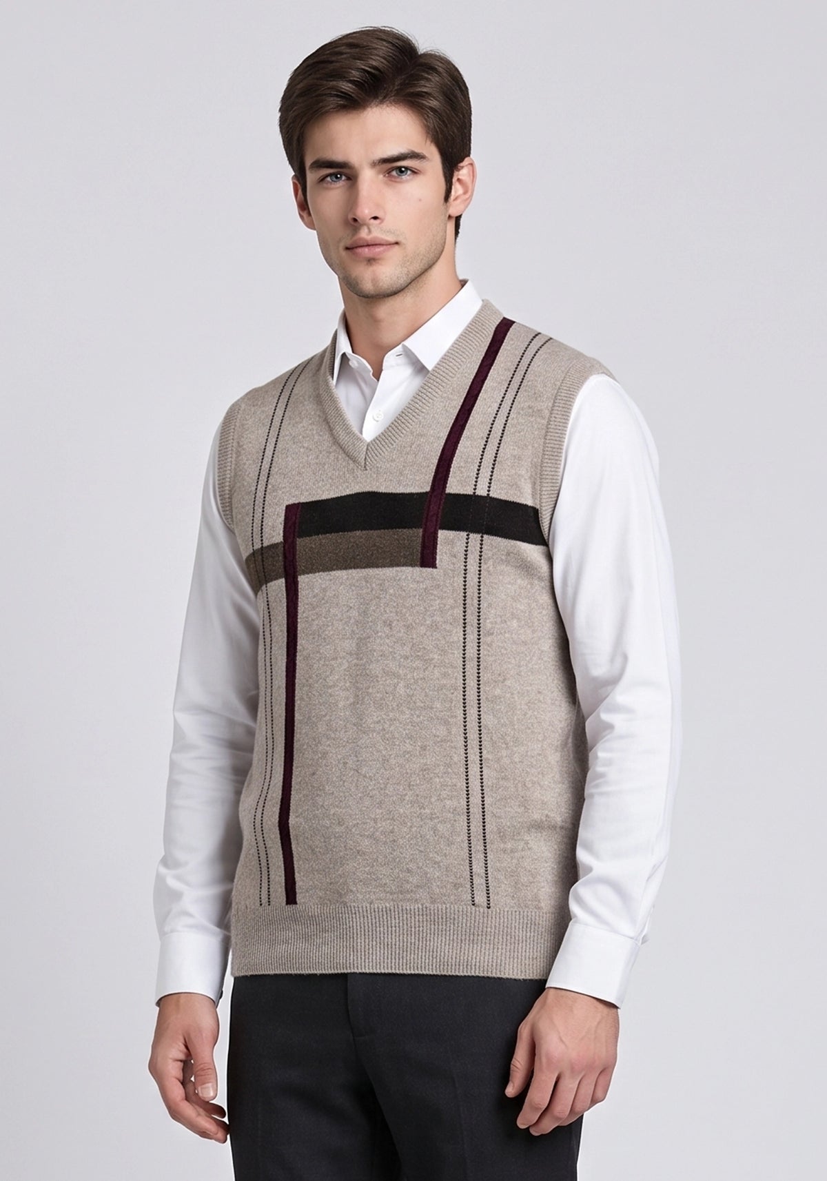 100% Lambswool Feader Beige Sleeveless