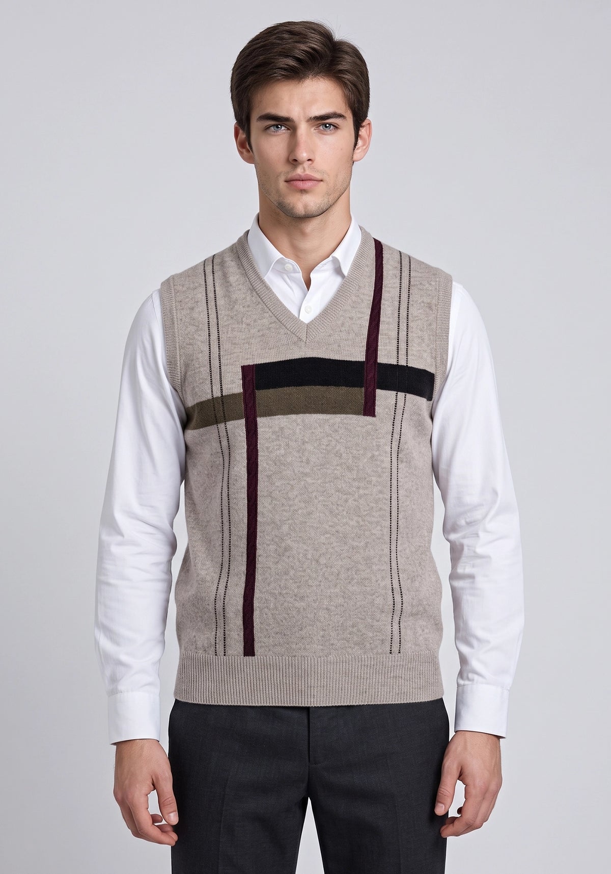 100% Lambswool Feader Beige Sleeveless