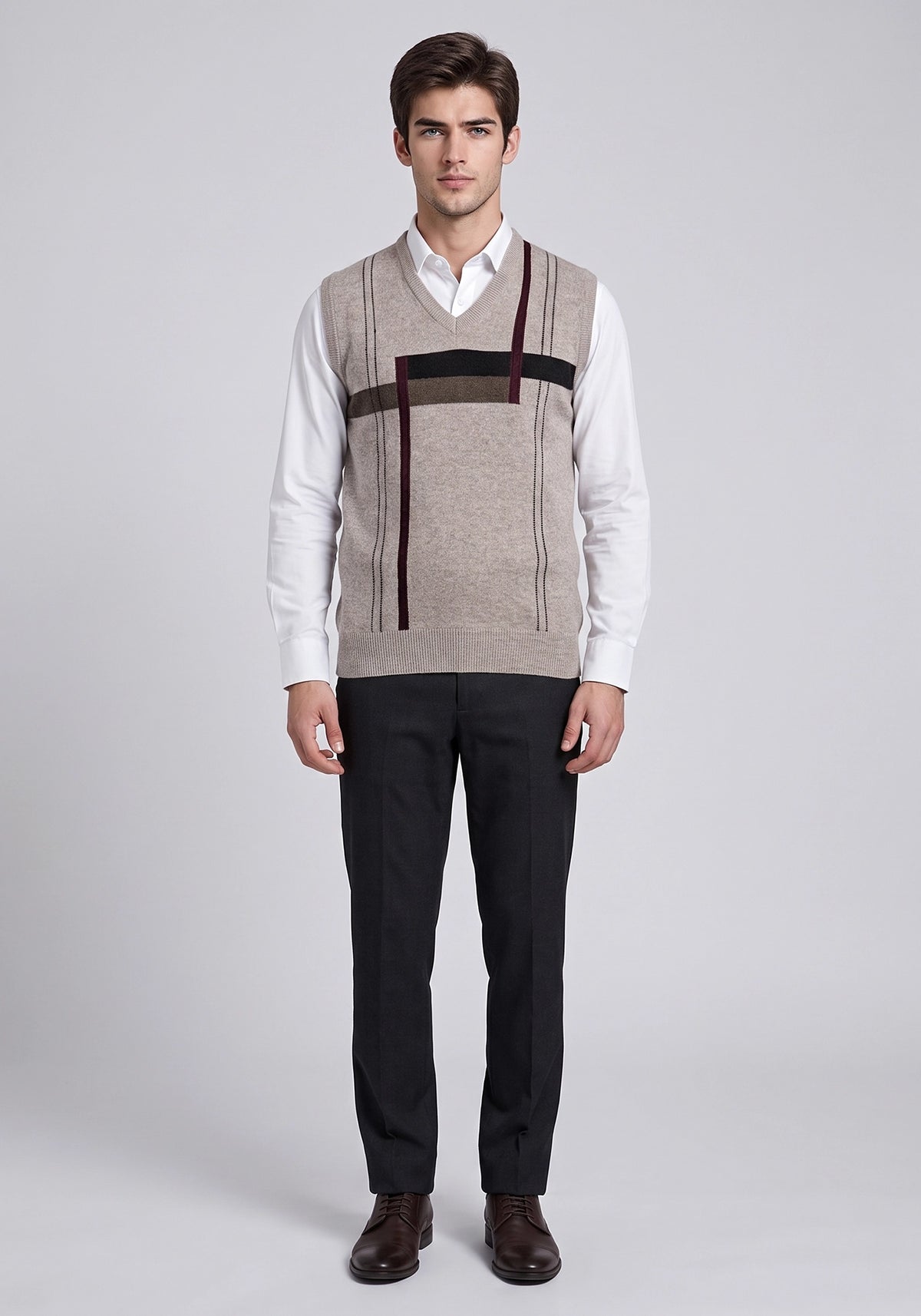 100% Lambswool Feader Beige Sleeveless