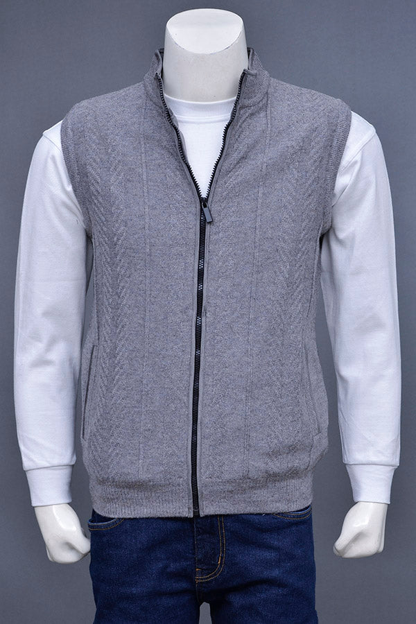 Soft Acrylic Wool Sleeveless Zipper Sweater