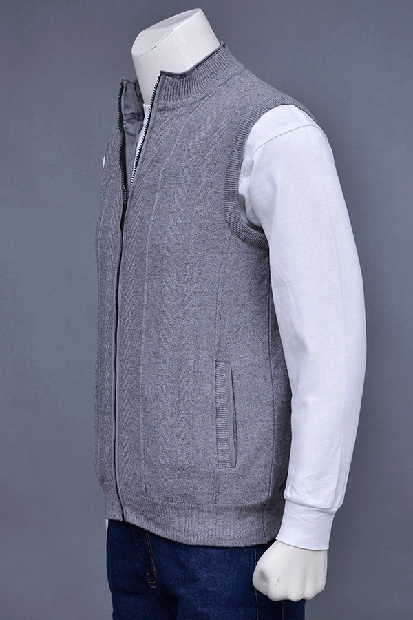 Soft Acrylic Wool Sleeveless Zipper Sweater