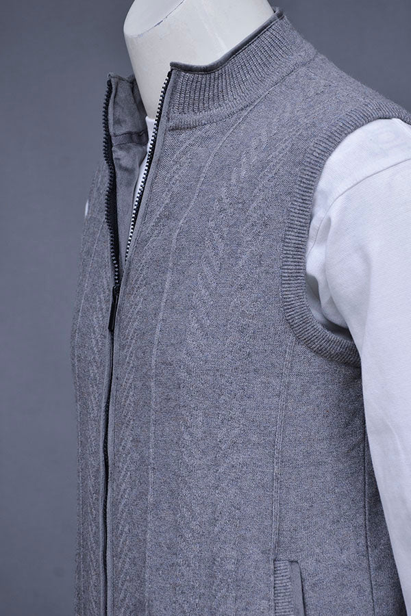 Soft Acrylic Wool Sleeveless Zipper Sweater