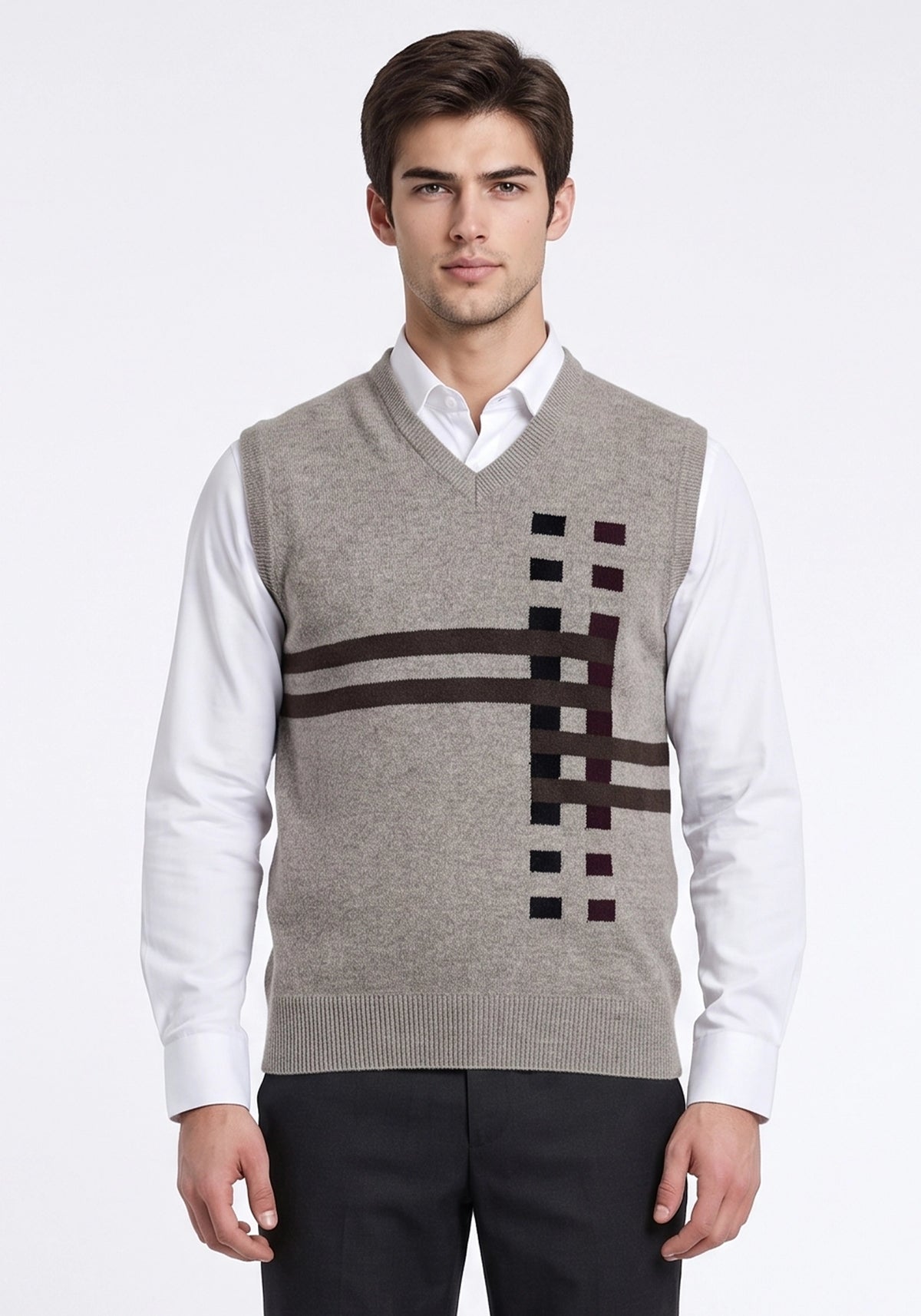100% Lambswool Gray Blue Sleeveless