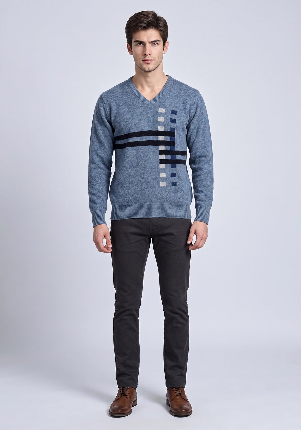 100% Lambswool Gray Blue Pullover