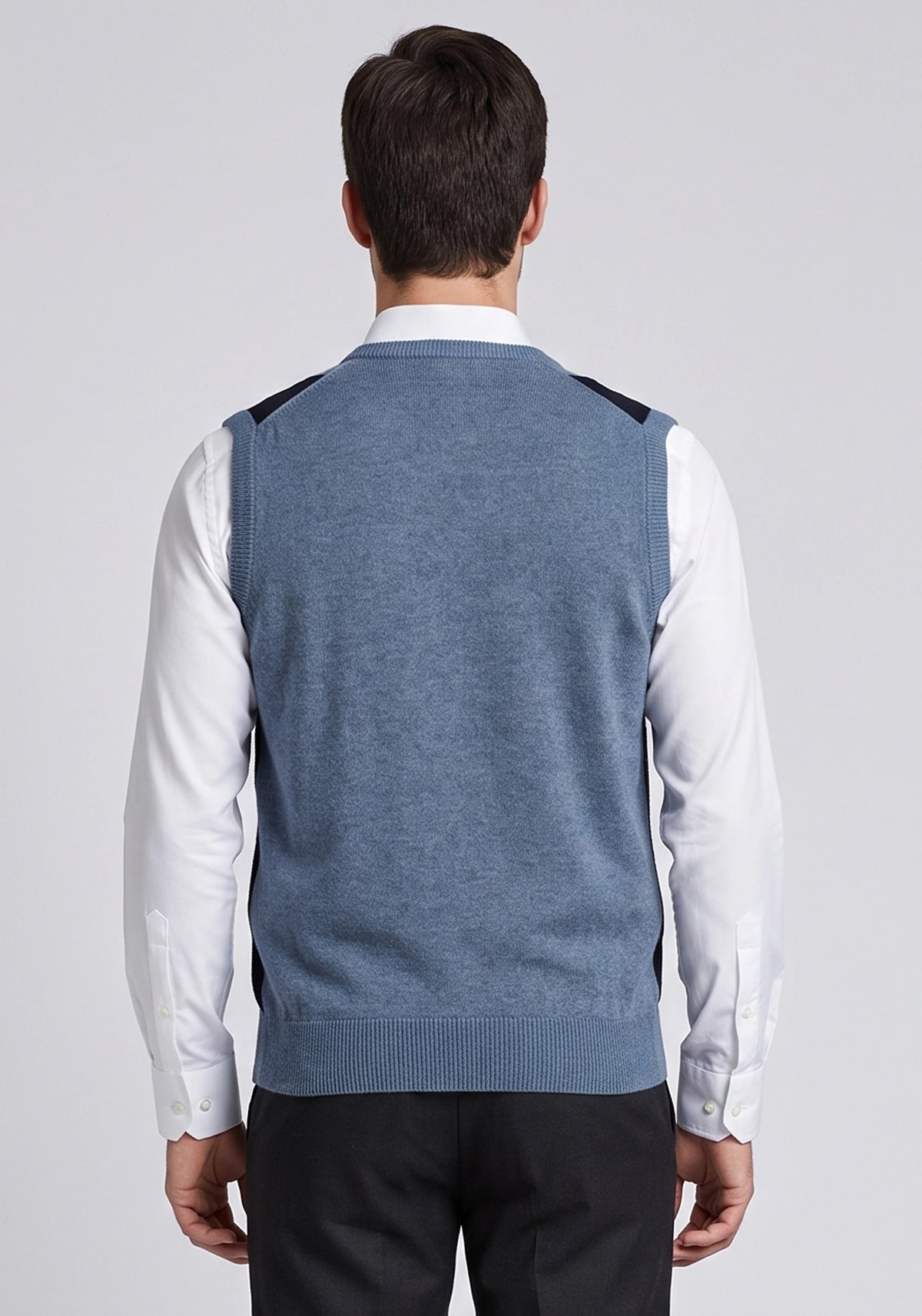 100% Lambswool Gray Blue Sleeveless