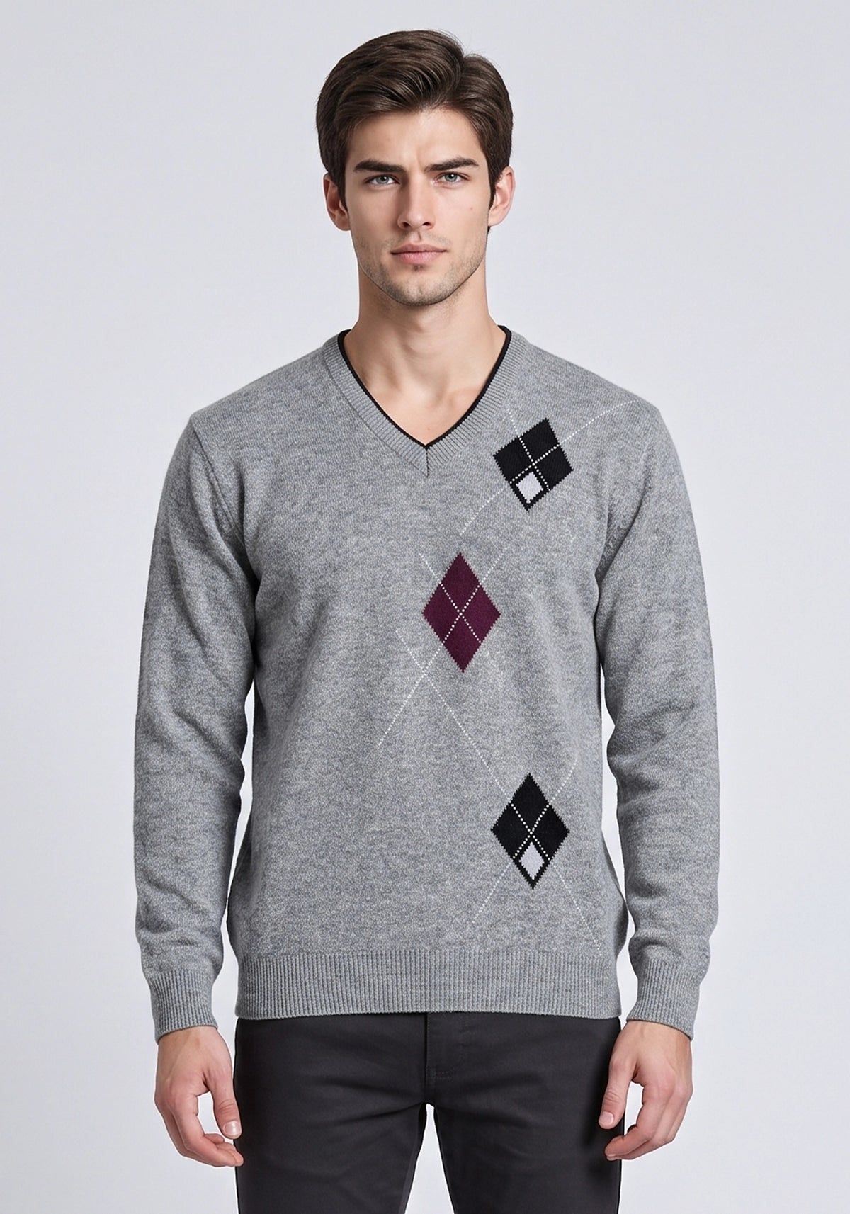 100% Lambswool Gray Mix Pullover