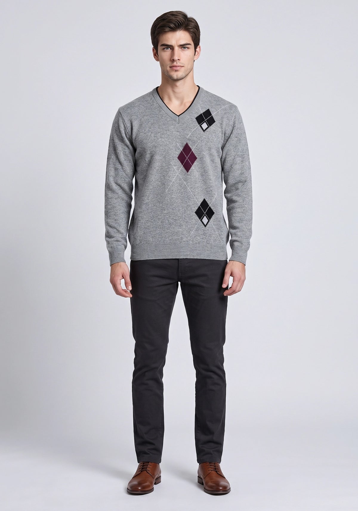 100% Lambswool Gray Mix Pullover