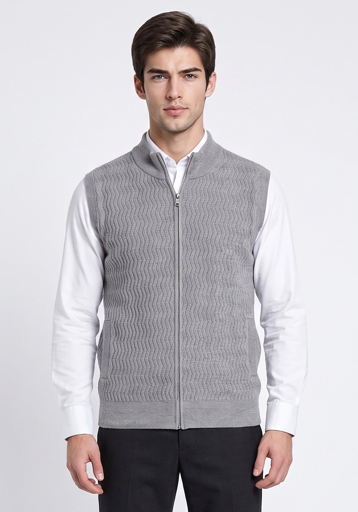Soft Acrylic Wool Sleevless Zipper