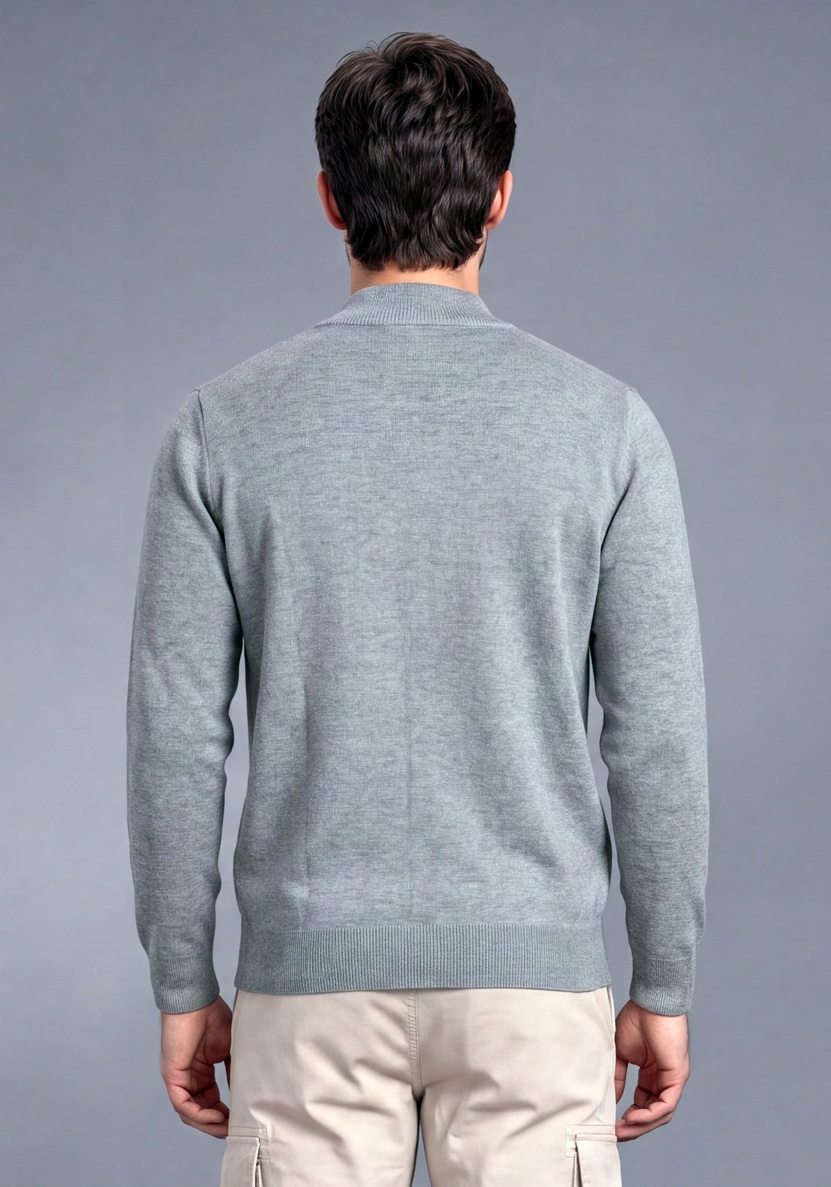 Soft Acrylic Wool Gray Zipper
