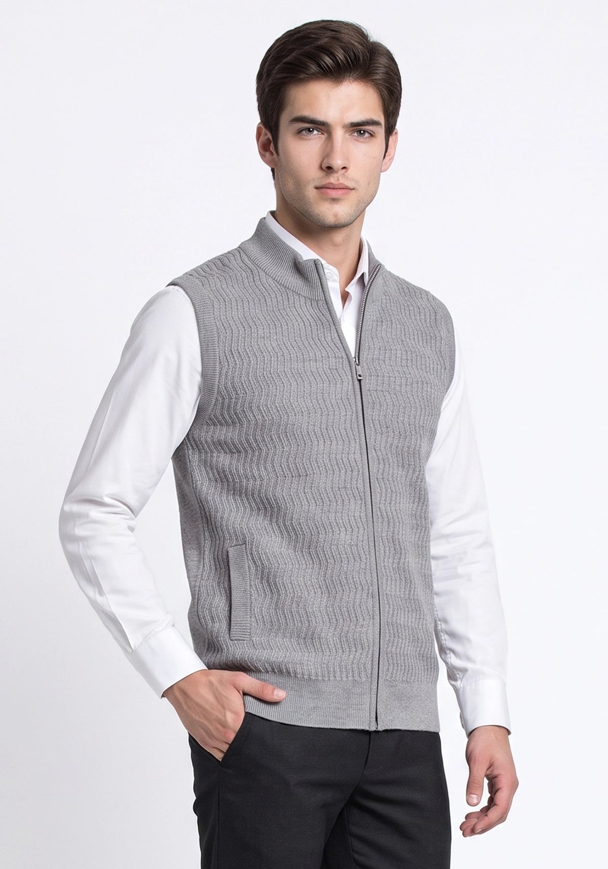 Soft Acrylic Wool Sleevless Zipper