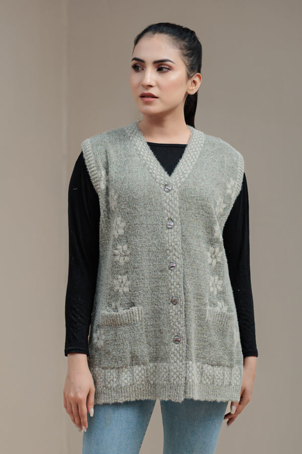 Soft Acrylic Wool Sleeveless Cardigan