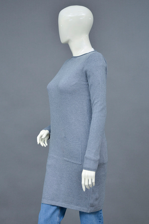 Acrylic Wool Round Neck Long Coat