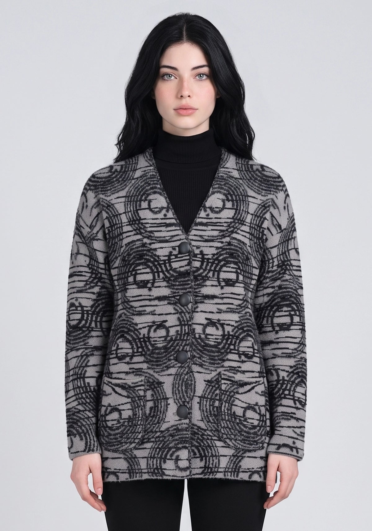 Soft Acrylic Wool Gray Cardigan