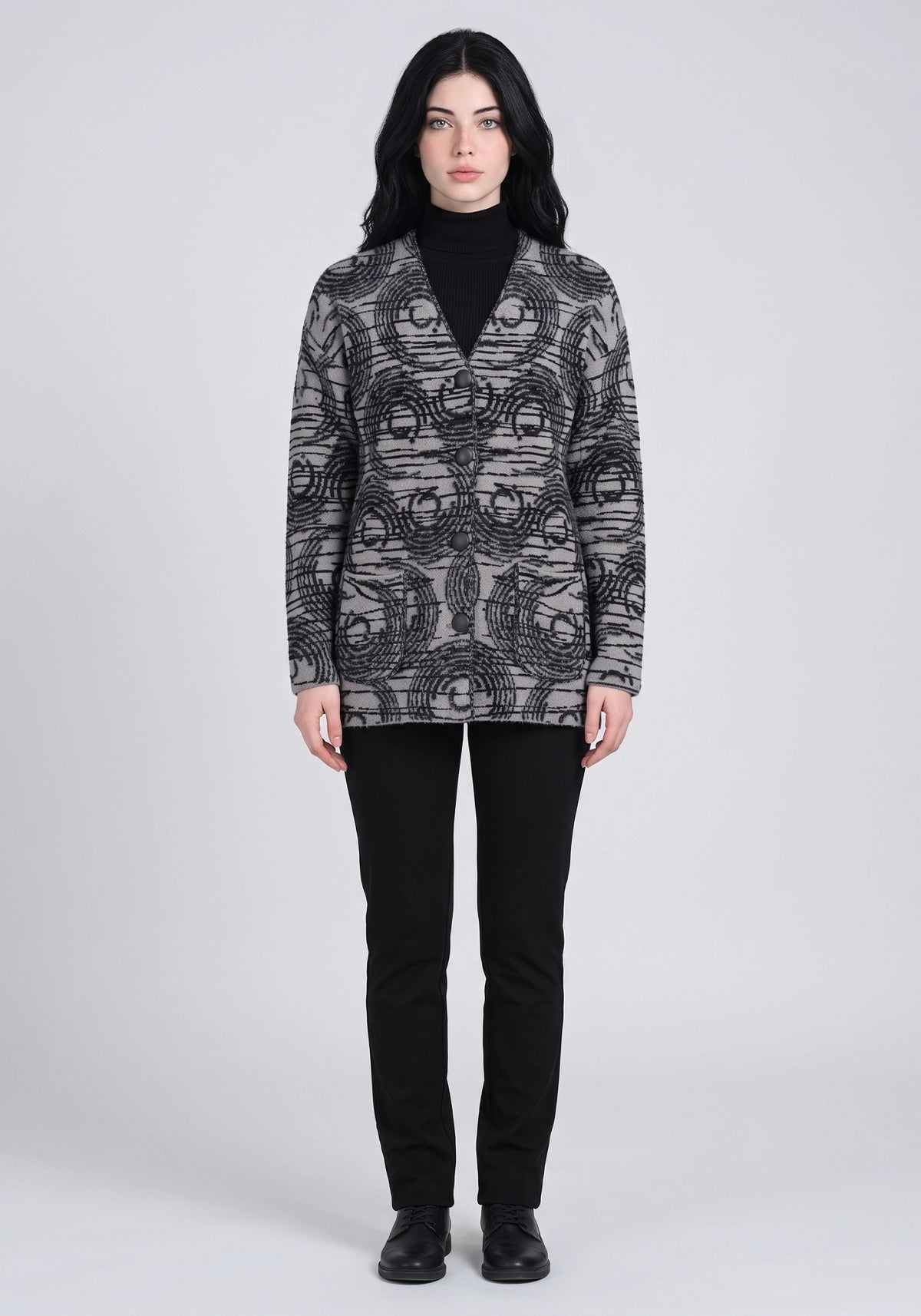 Soft Acrylic Wool Gray Cardigan