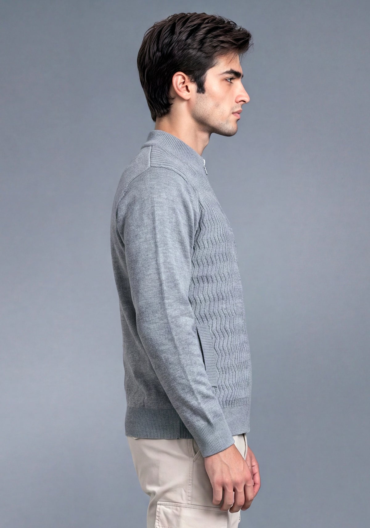Soft Acrylic Wool Gray Zipper