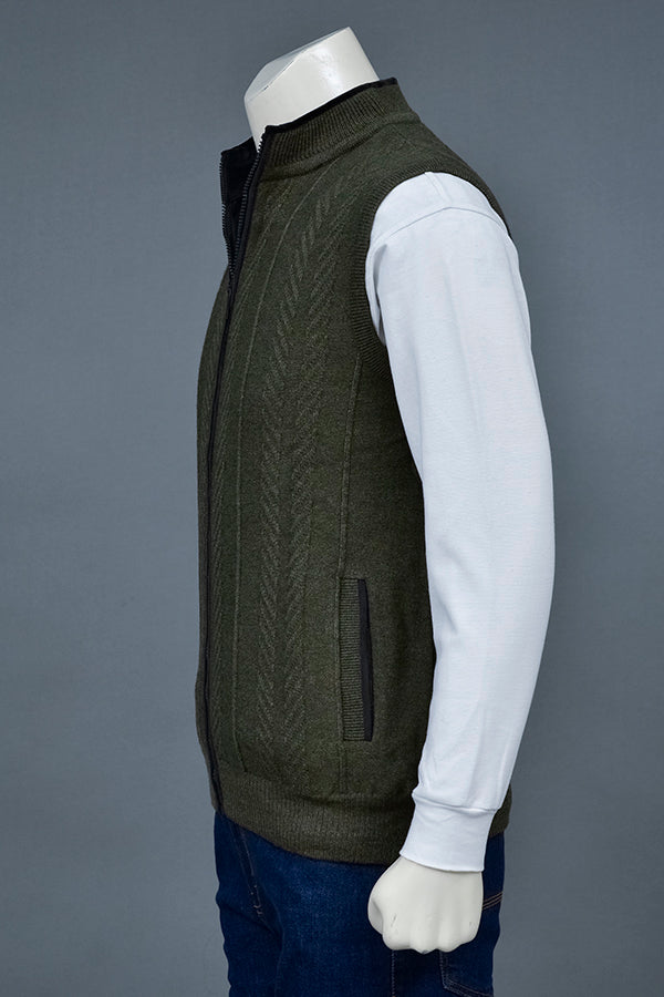 Soft Acrylic Wool Sleeveless Zipper Sweater