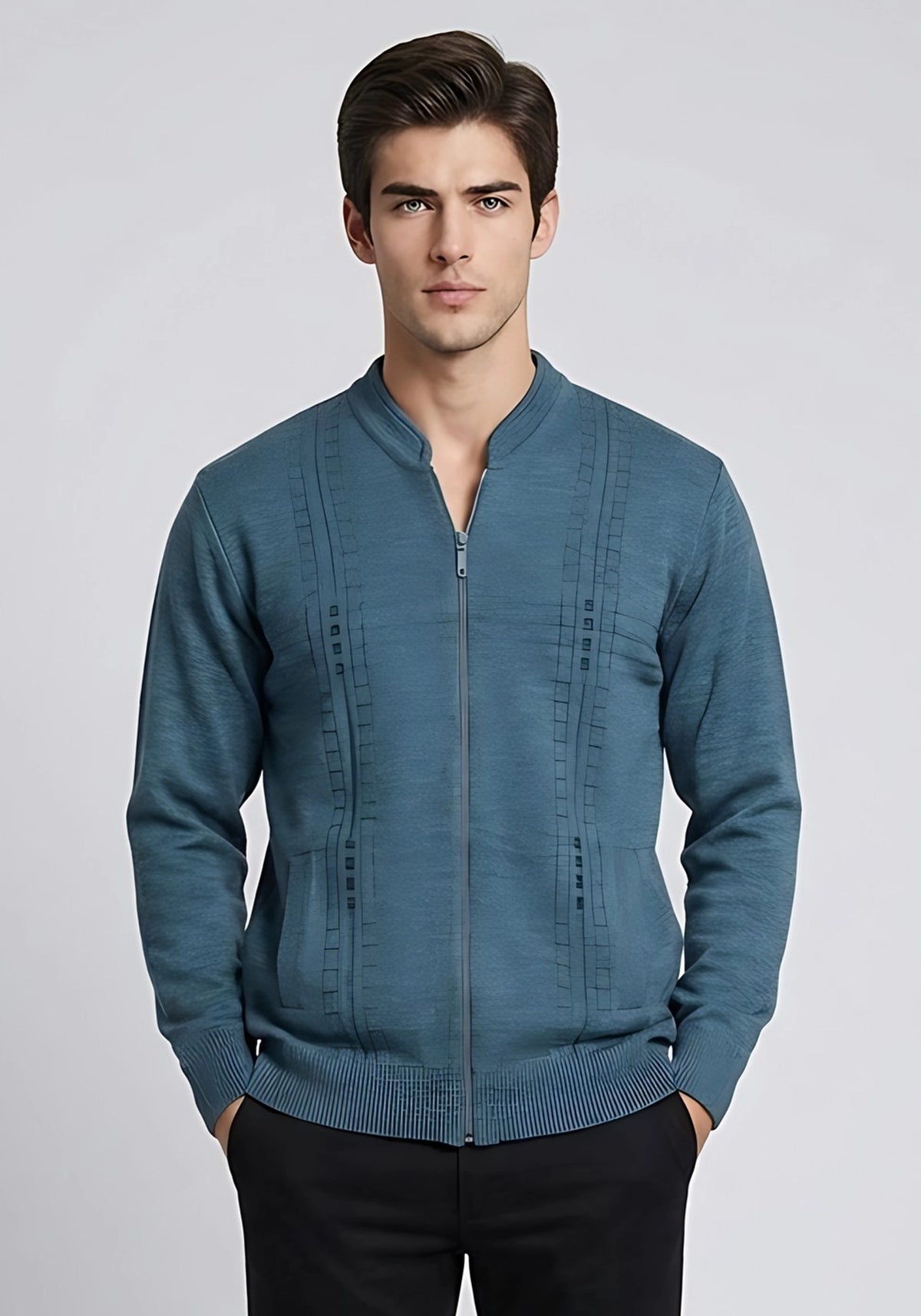 Wool Blend Green Mix Zipper