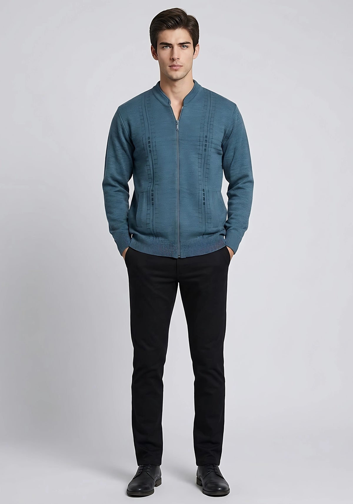 Wool Blend Green Mix Zipper