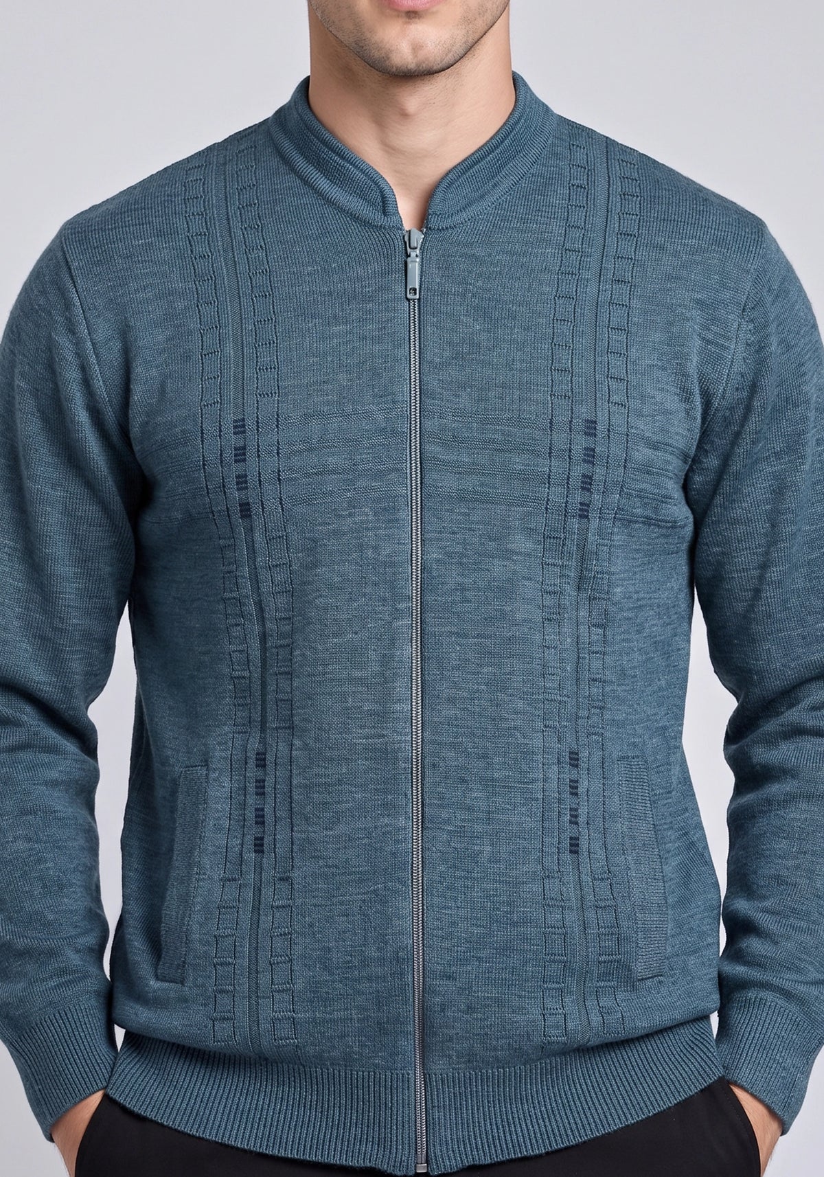 Wool Blend Green Mix Zipper