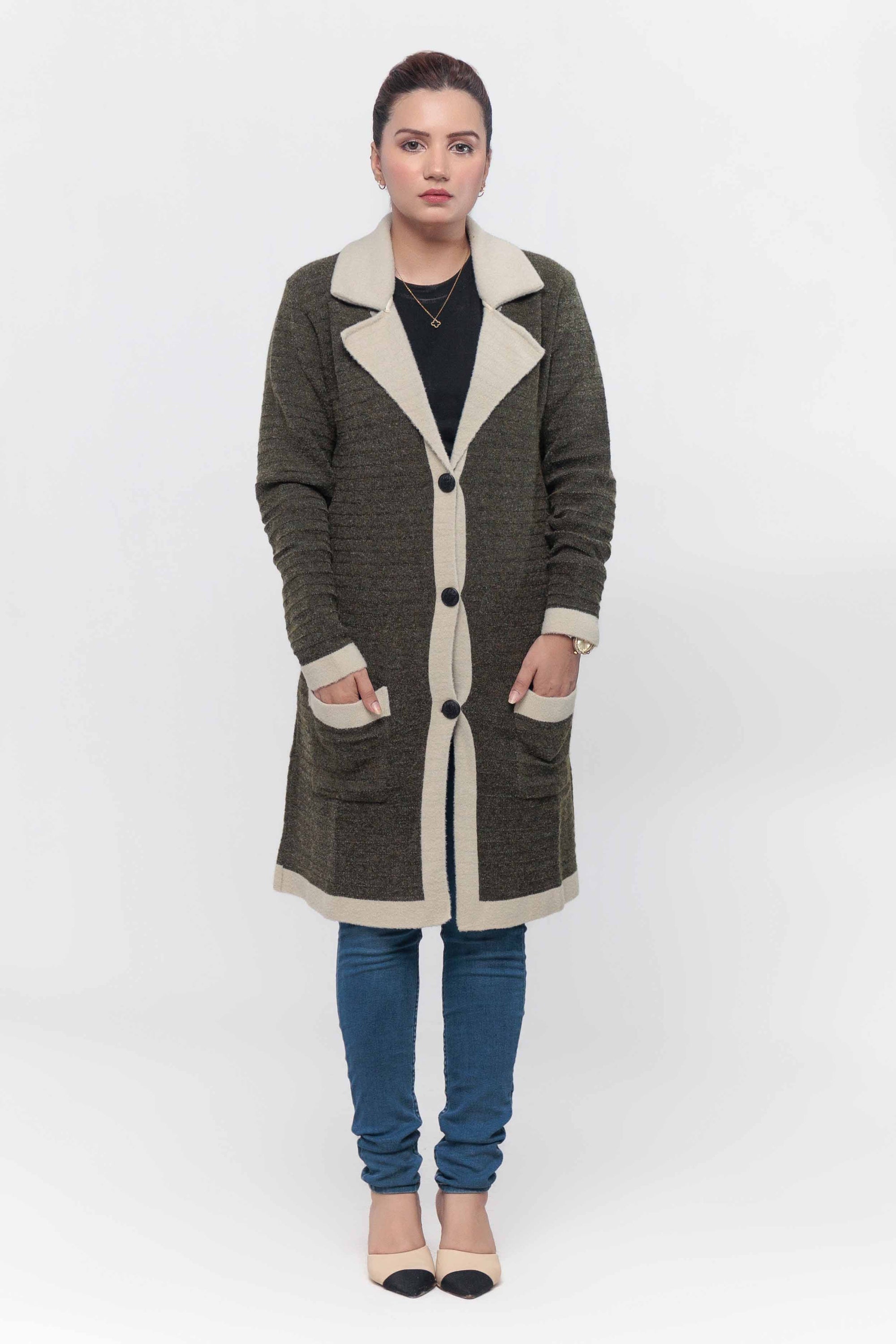 Acrylic Wool Long Coat