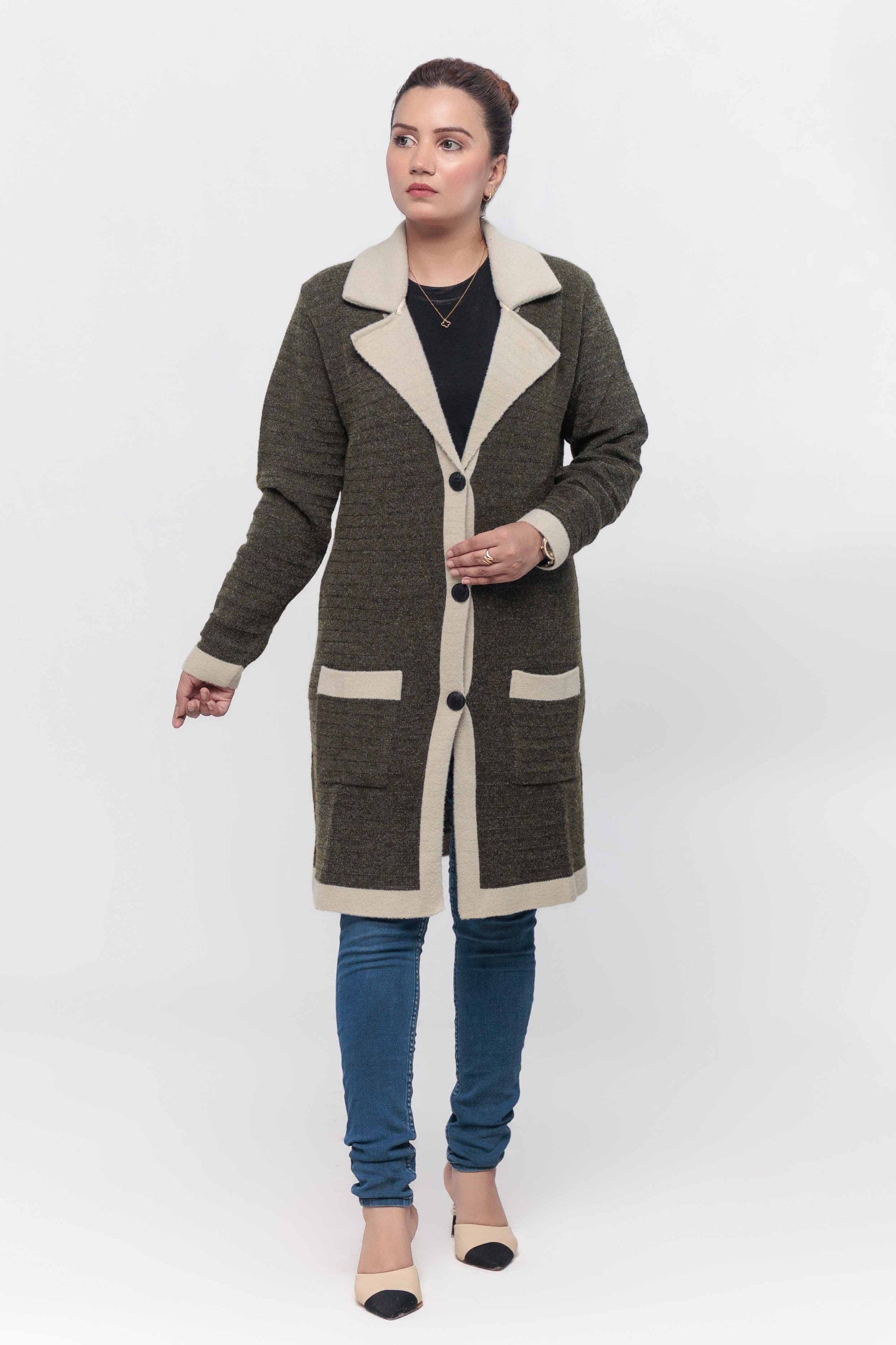 Acrylic Wool Long Coat