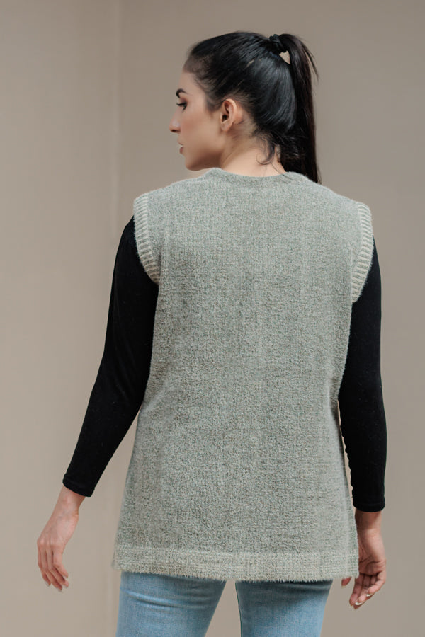 Soft Acrylic Wool Sleeveless Cardigan