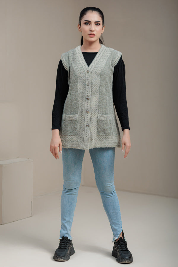 Soft Acrylic Wool Sleeveless Cardigan