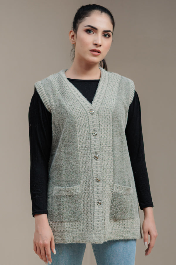 Soft Acrylic Wool Sleeveless Cardigan