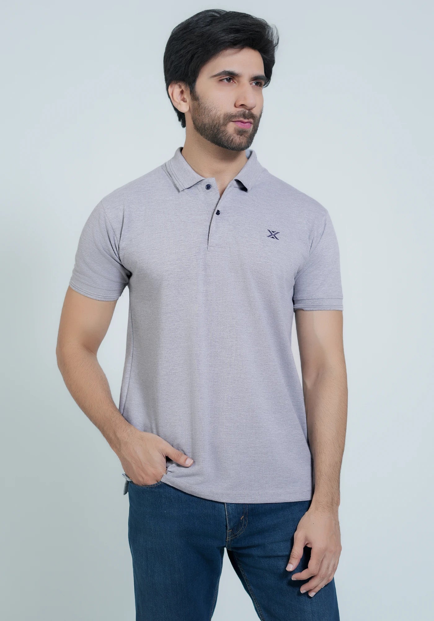 CVC Plain H-Gray Polo T-Shirt
