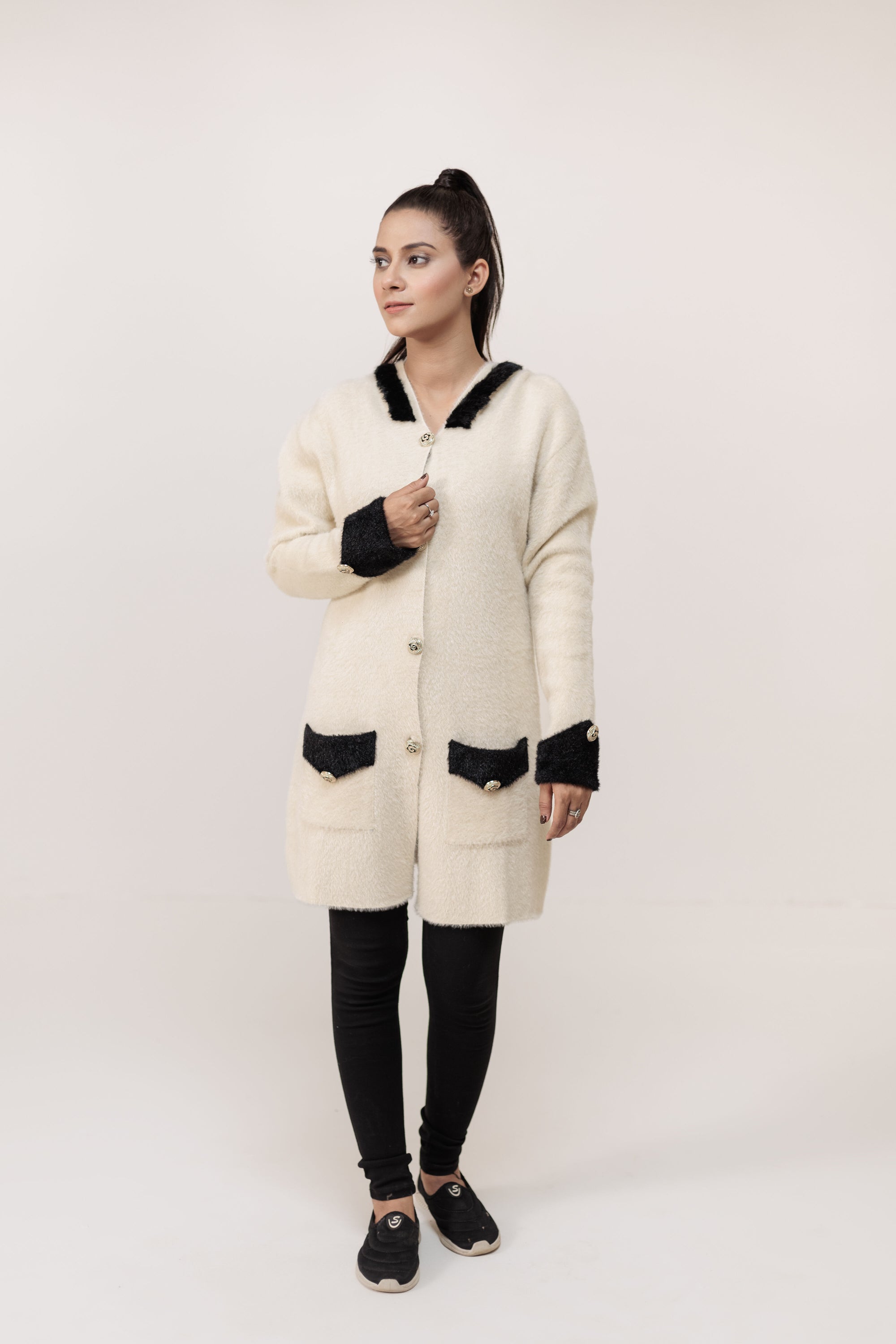Soft Acrylic Wool Coat with Hoodie