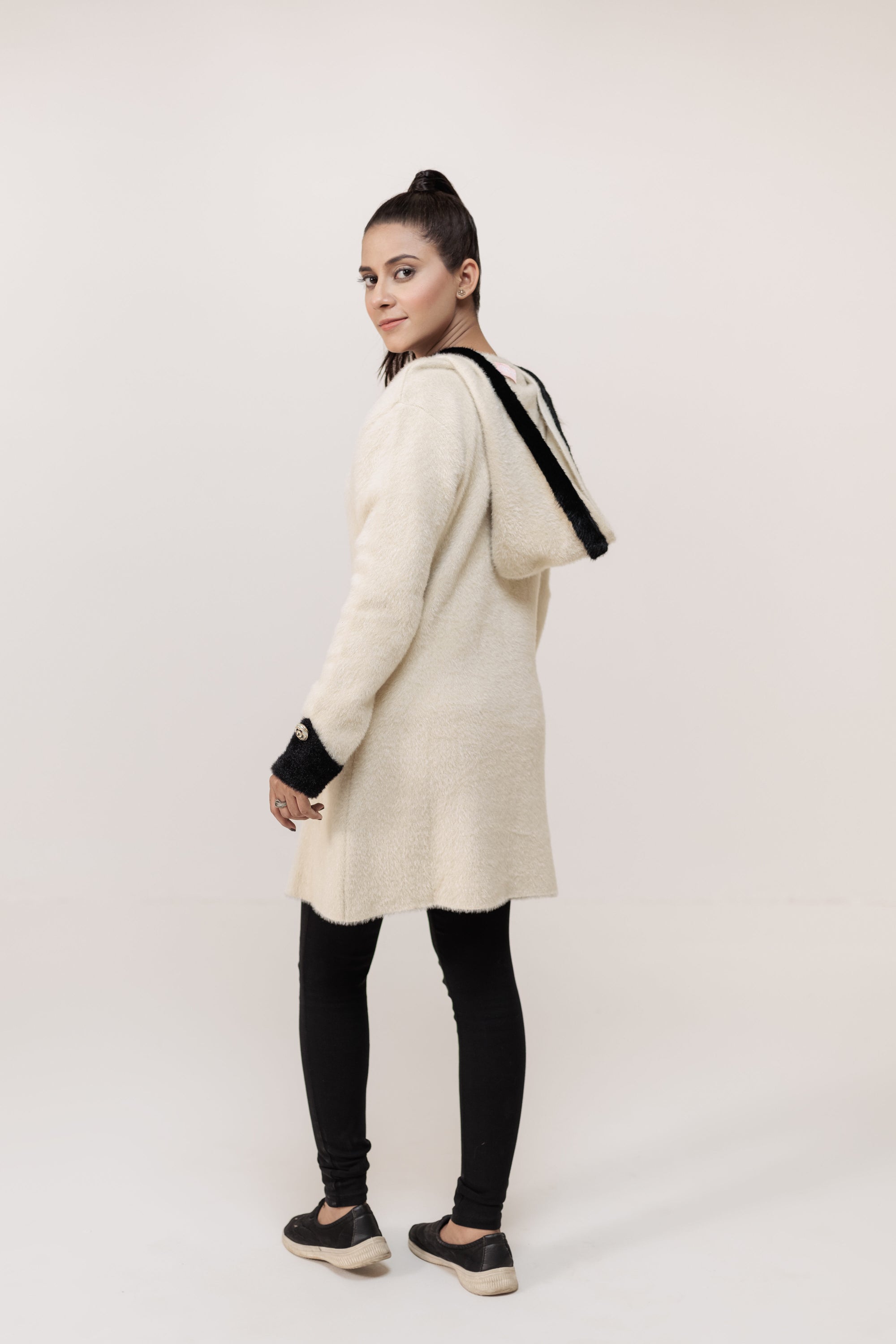 Soft Acrylic Wool Coat with Hoodie
