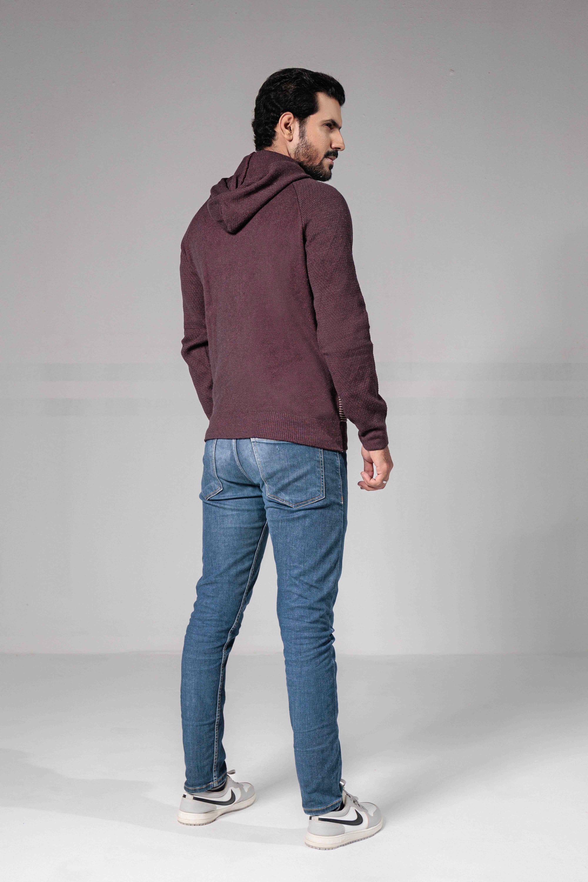 Soft Acrylic Wool Zipper Sweater Purple