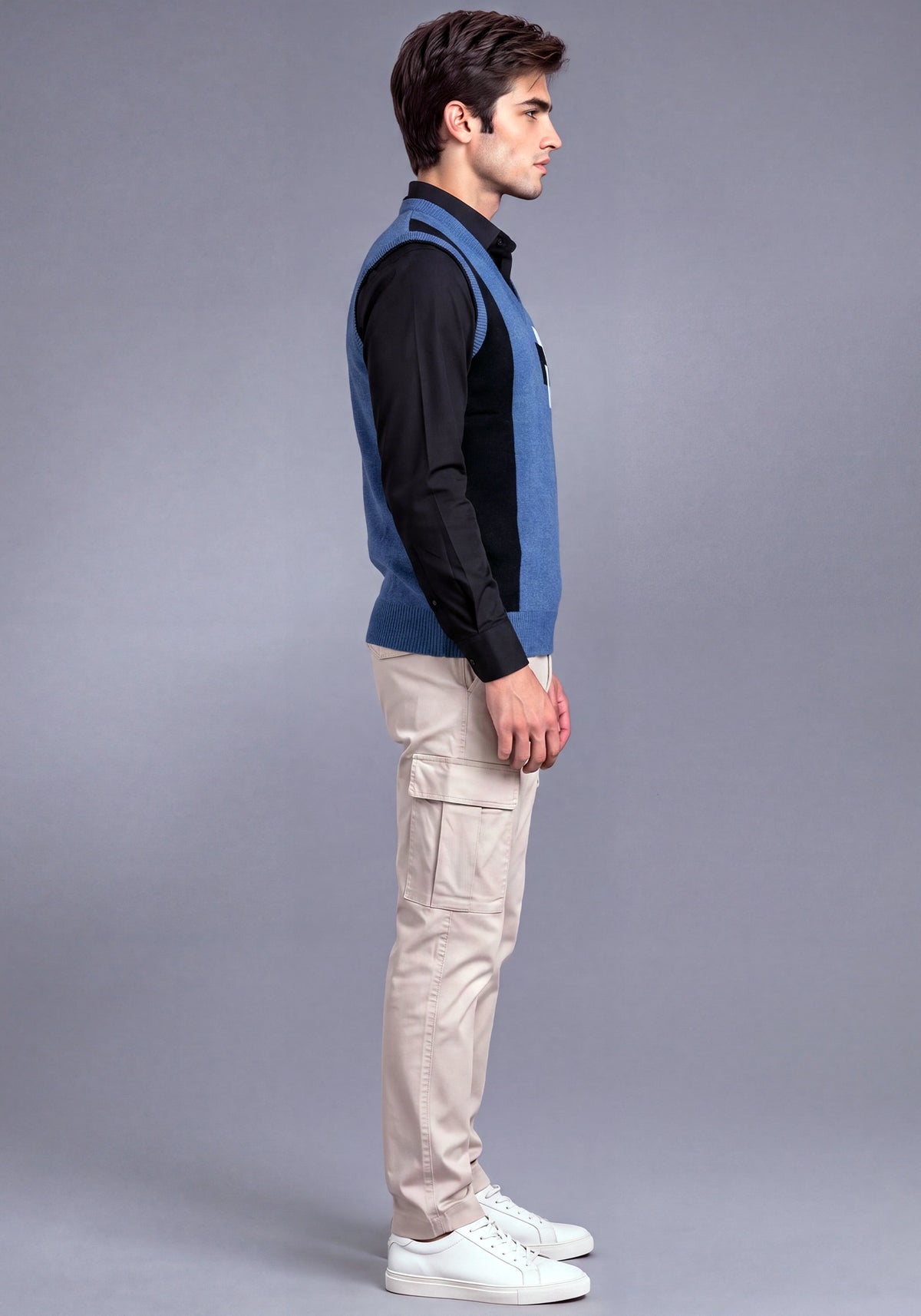 100% Lambswool Blue Sleeveless