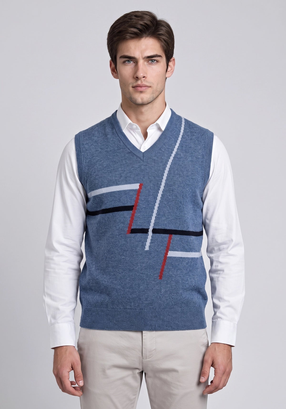 100% Lambswool Jeans Blue Sleeveless