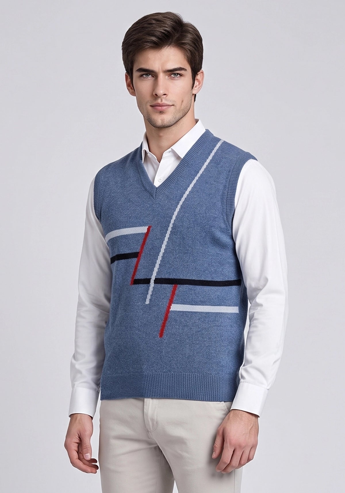 100% Lambswool Jeans Blue Sleeveless