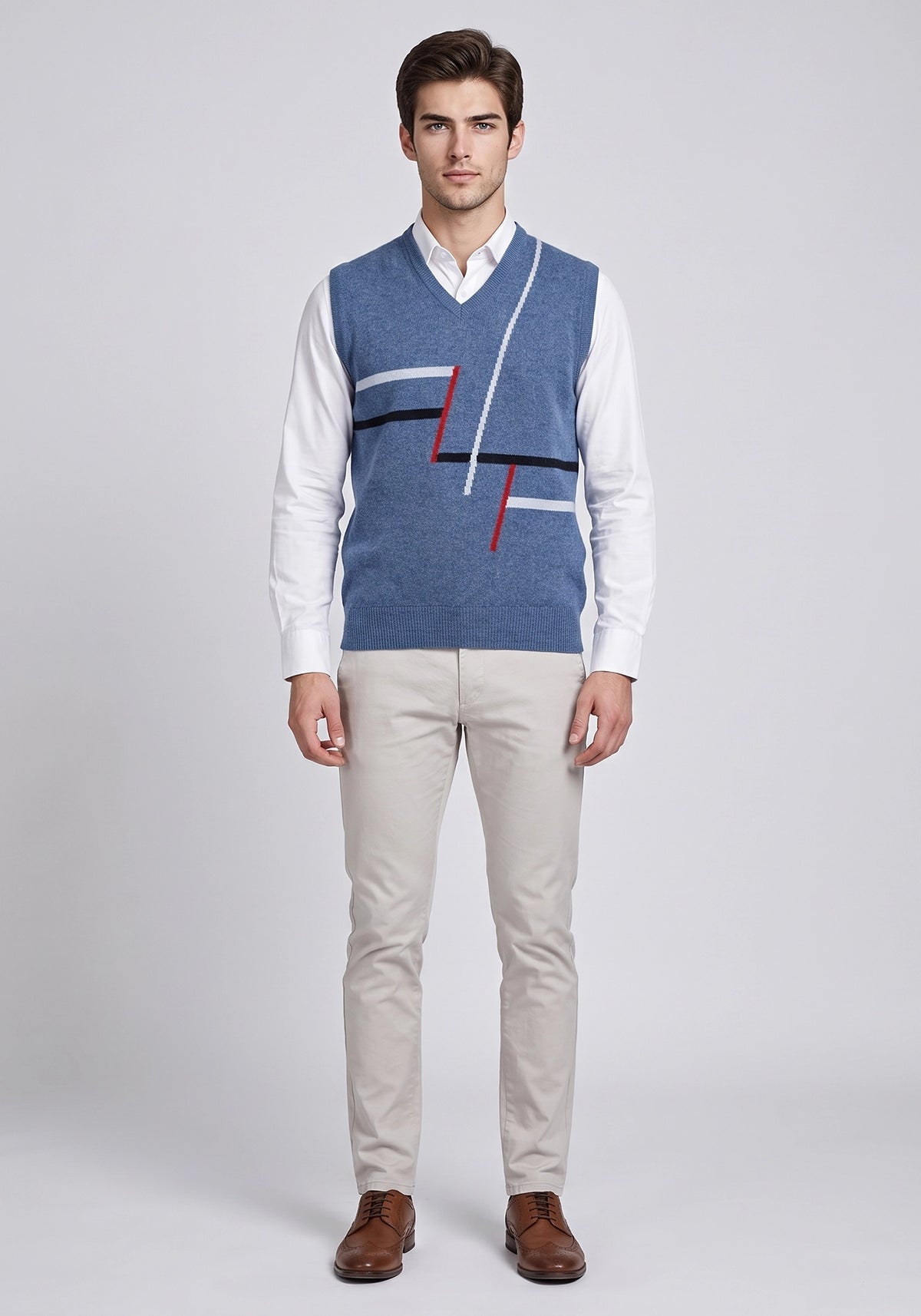 100% Lambswool Jeans Blue Sleeveless