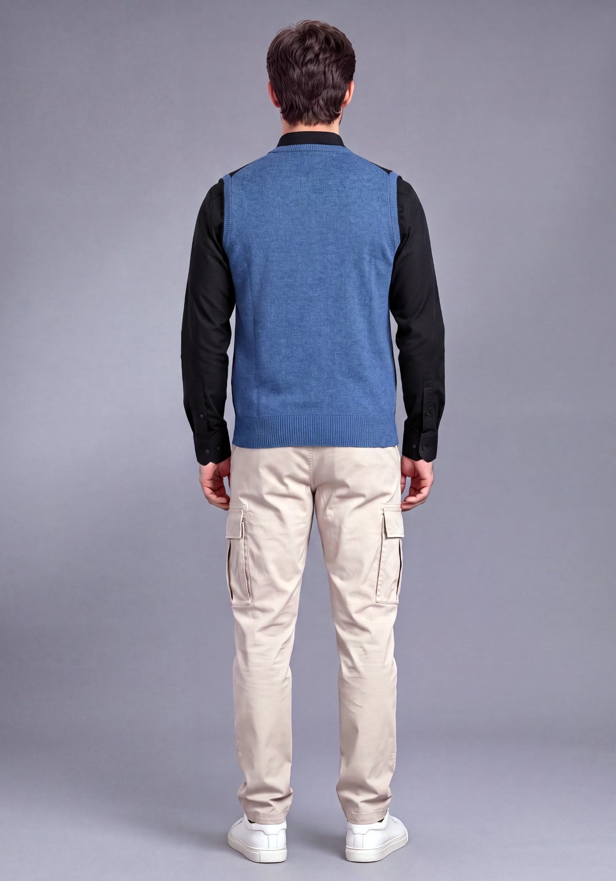 100% Lambswool Blue Sleeveless