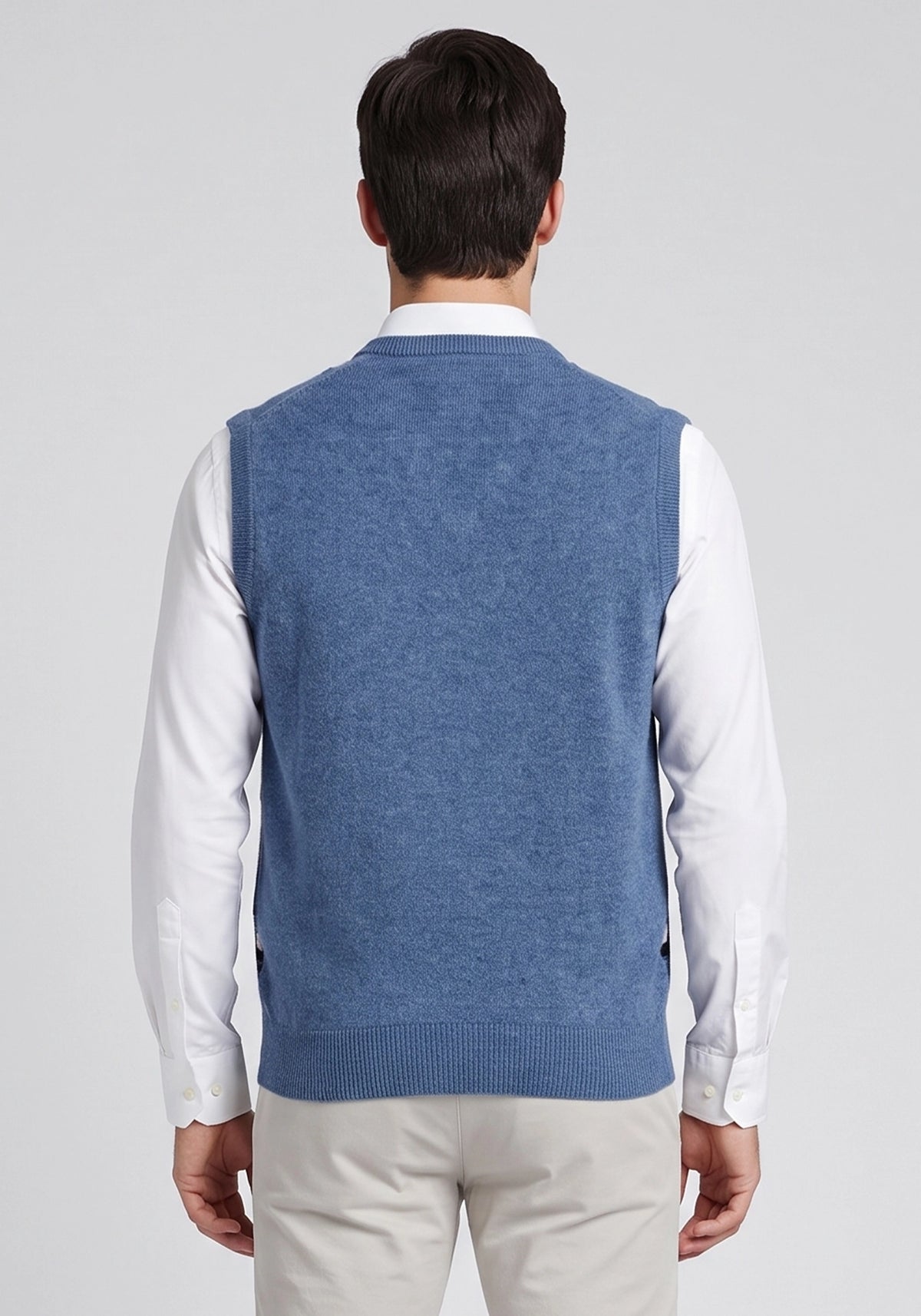 100% Lambswool Jeans Blue Sleeveless