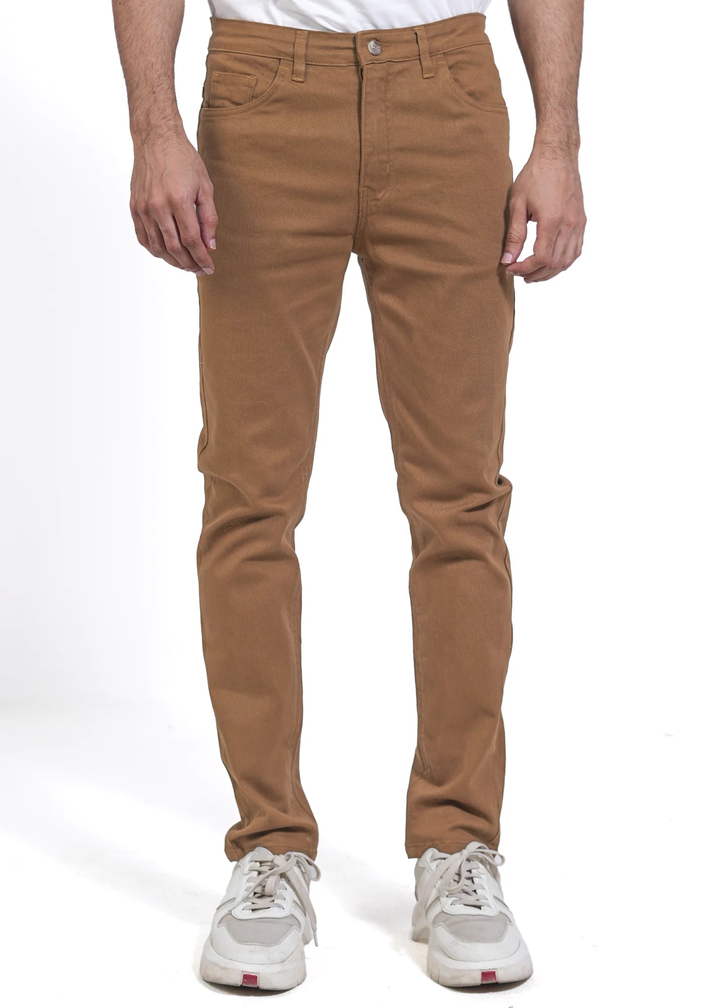Fine Twill Fabric Five Pockets Golden Pants