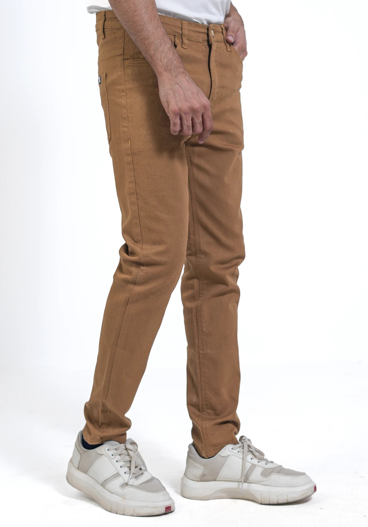Fine Twill Fabric Five Pockets Golden Pants