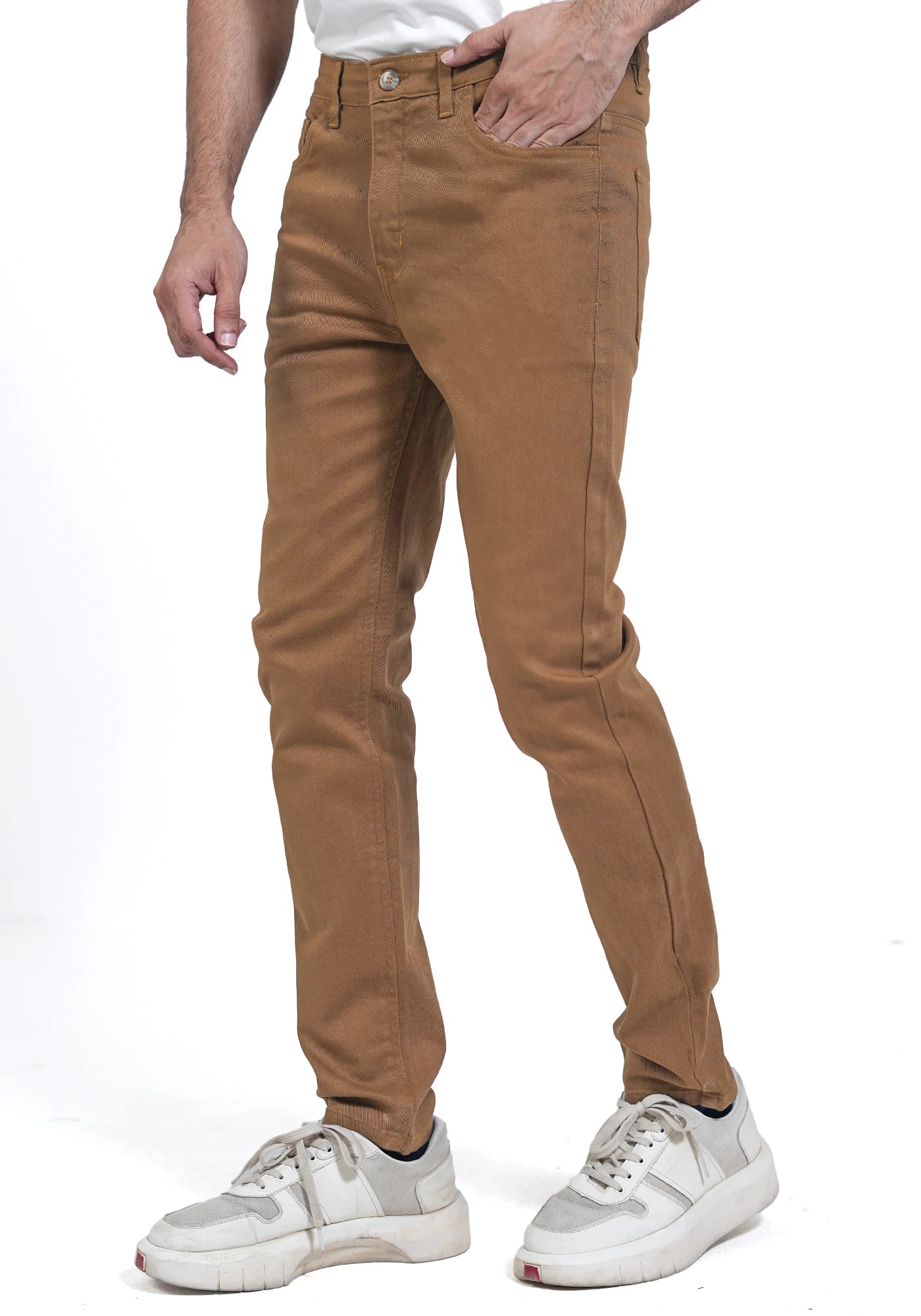 Fine Twill Fabric Five Pockets Golden Pants