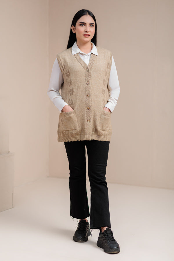 Soft Acrylic Wool Sleeveless Cardigan