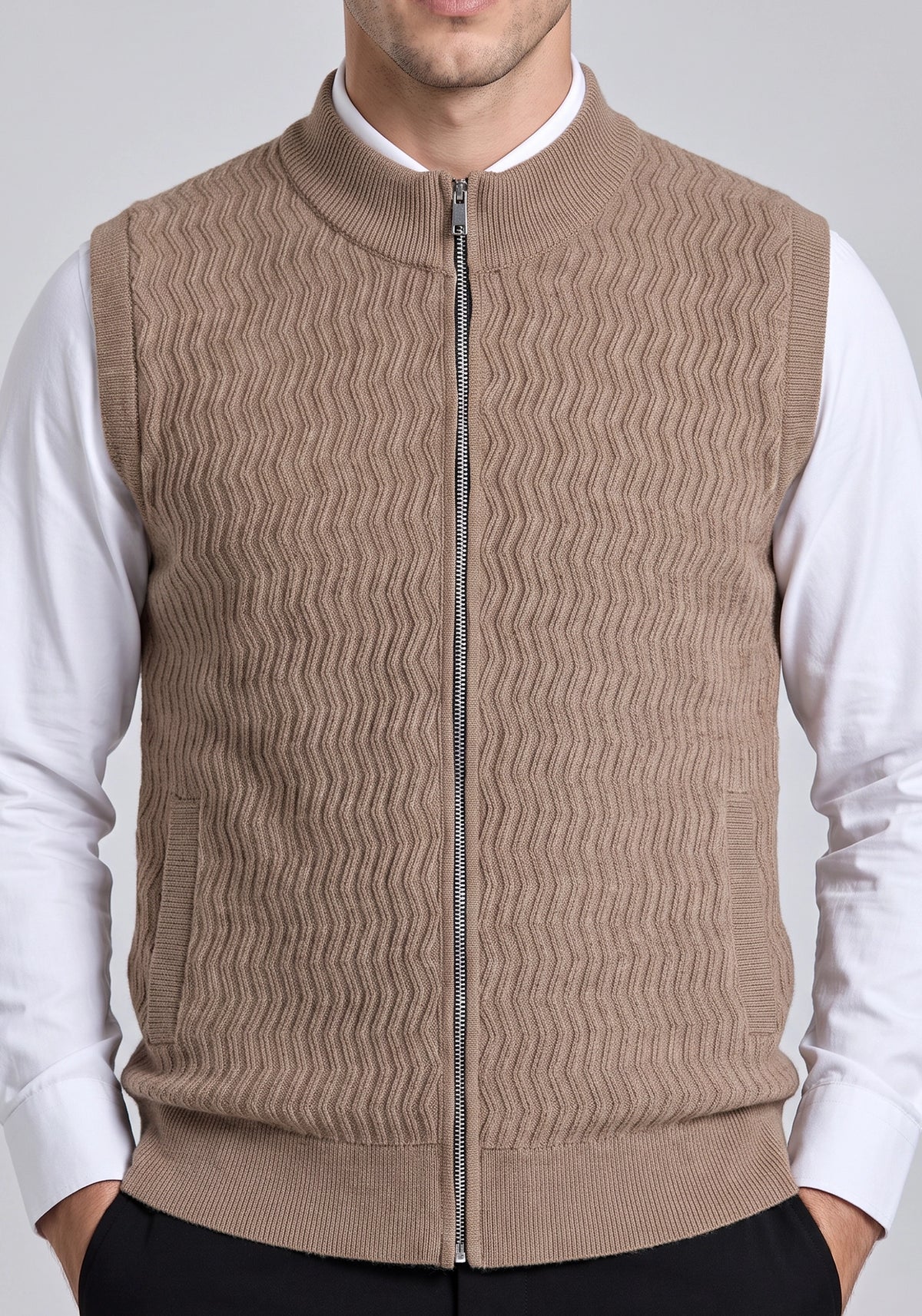 Soft Acrylic Wool Sleevless Zipper