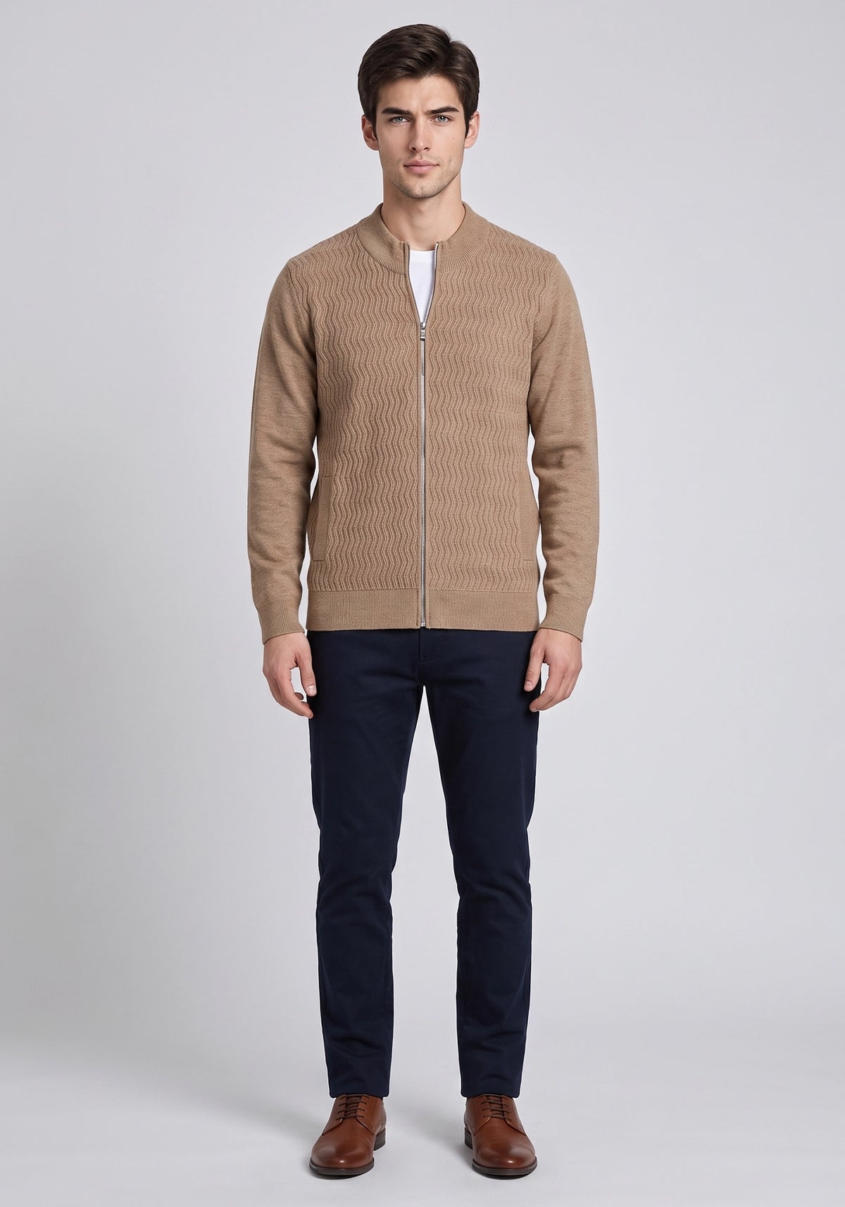 Soft Acrylic Wool Lt Brown Zipper