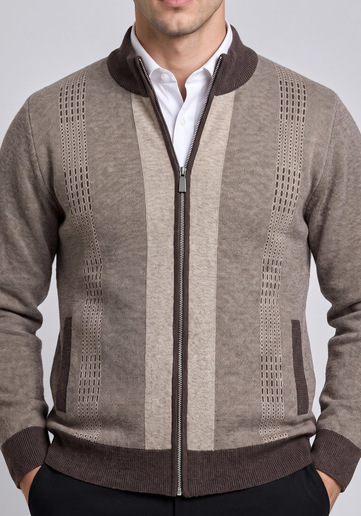 Soft Acrylic Wool L Brown Zipper