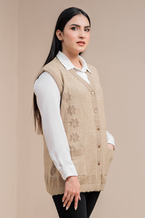 Soft Acrylic Wool Sleeveless Cardigan