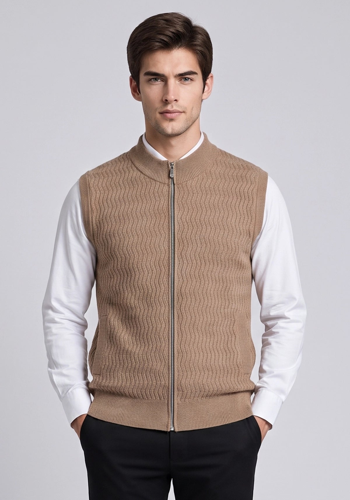 Soft Acrylic Wool Sleevless Zipper